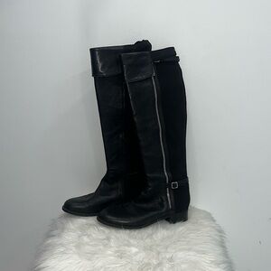 Black Knee High Leather Boots